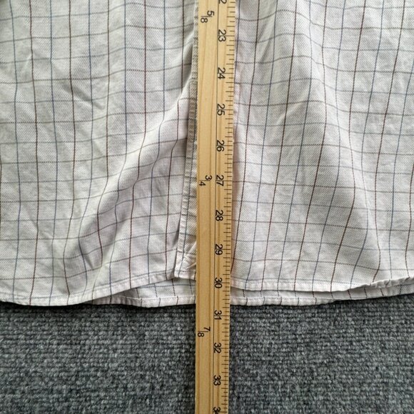 Peter Millar Men Button Up Shirt Long Sleeve 16.5 Cotton Blue Brown Check Adult - Picture 3 of 12